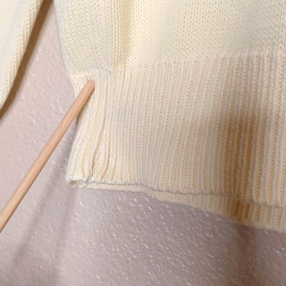 Vintage Lands' End Men's Cream Knit Long Sleeve V-Neck Sweater Top Size XL - Picture 4 of 12